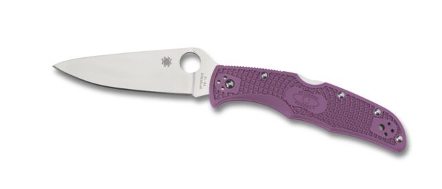 Spyderco Endura 4 Lightweight Folding Knife Purple FRN Handle Flat Ground FE Silver Blade