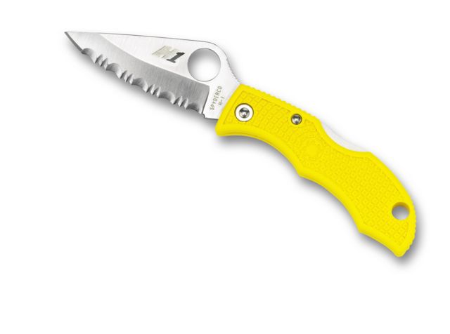 Spyderco Ladybug3 Salt Yellow FRN Handle H-1 Serrated Blade Fold Knife