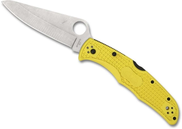Spyderco Pacific Salt 2 Folding Knife 3.78in H1 Steel Drop Point Blade Plain Edge Yellow FRN Handle