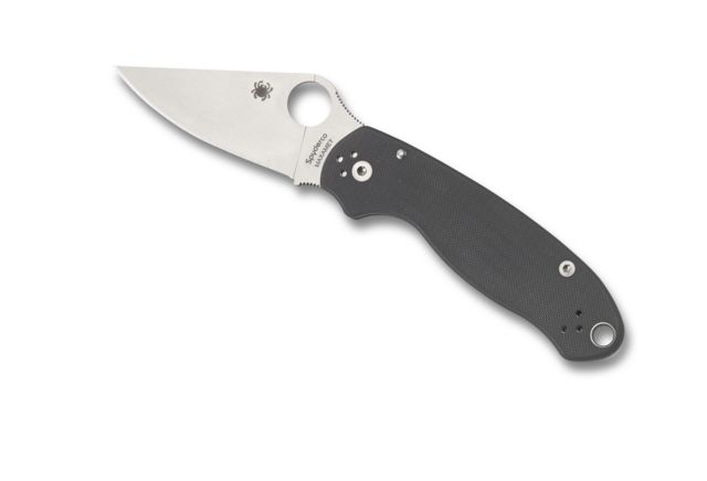 Spyderco Para 3 Folding Knife G-10 Steel Plain Edge Satin Finish Dark Gray Maxamet Handle