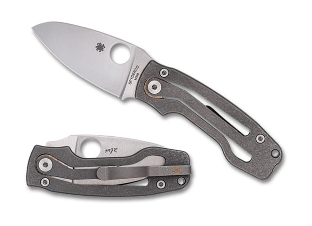 Spyderco PITS 2 Folding Knives 2.74in M398 Titanium Satin Titanium