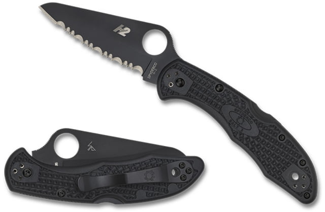 Spyderco Salt 2 Plain Lockback Folding Pocket Knife FRN Black Handle Black Blade