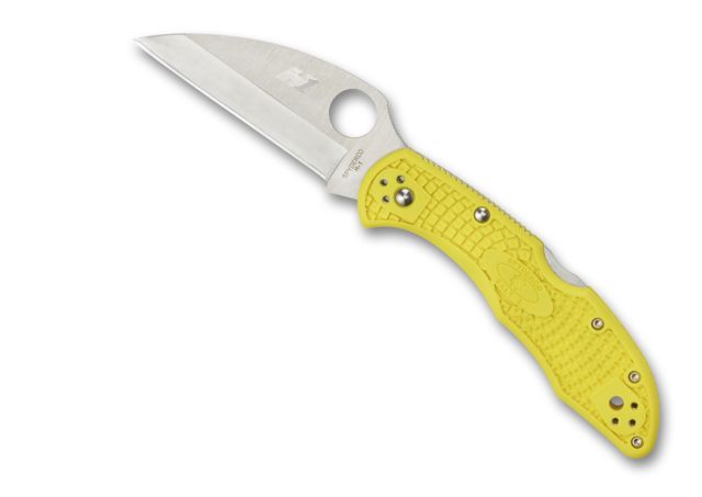 Spyderco Salt 2 Wharncliffe Folding Knife Lightweight PlainEdge FRN Handle Yellow