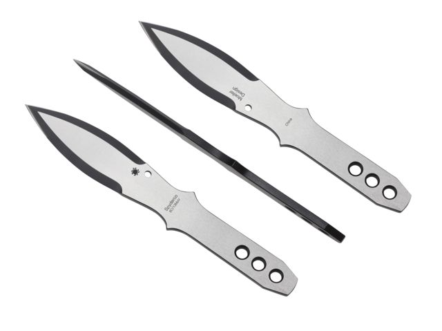 Spyderco SpyderThrowers Set of 3 Throwing Knives Plain Edge Fixed Blade Knives 9in Black Small
