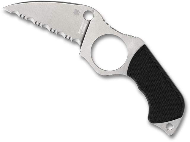 Spyderco Swick 5 Fixed Blade Knife 2.73in LC200N Serrated Wharncliffe Blade Boltaron Sheath Black G10 Handle Black