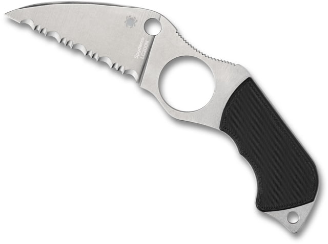 Spyderco Swick 6 Fixed Blade Knife 2.73in LC200N Serrated Wharncliffe Blade Boltaron Sheath Black G10 Handle