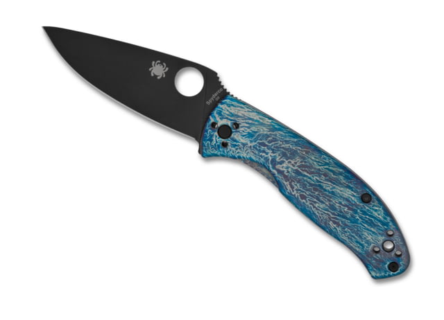 Spyderco Tenacious Folding Knife 3.35 in D2 Blue Titanium Diamond Like Coating