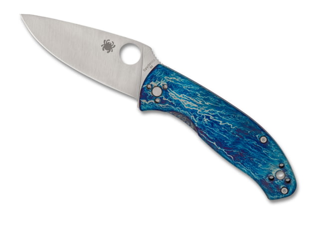 Spyderco Tenacious Folding Knife 3.35 in D2 Blue Titanium Satin