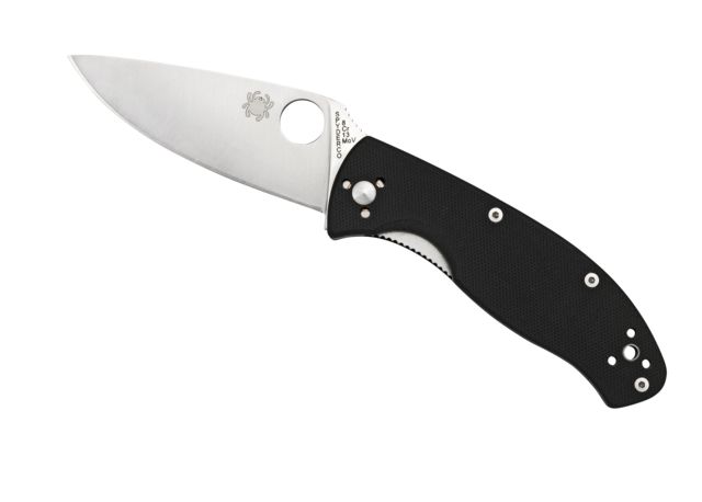 Spyderco Tenacious Folding Knife 3.39 in Silver Plain Blade Black G-10 Handle