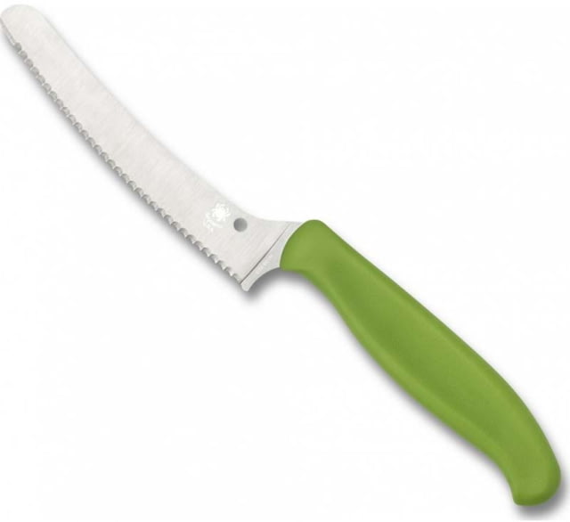 Spyderco Z-Cut Blunt Tip 4.3in Serrated Green Handle