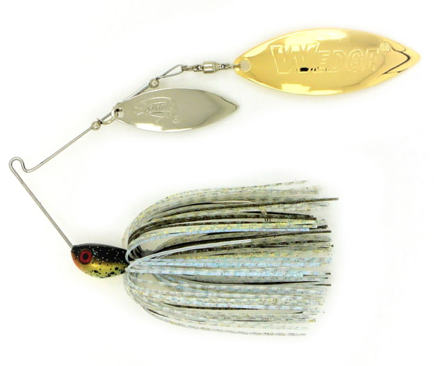 Stanley Jigs Vibra Wedge Extreme Hand Tied Double Willow Blade Spinnerbait Single Fishing Hook 1/2 oz 1 Piece Nickel/Gold Hickory Shad