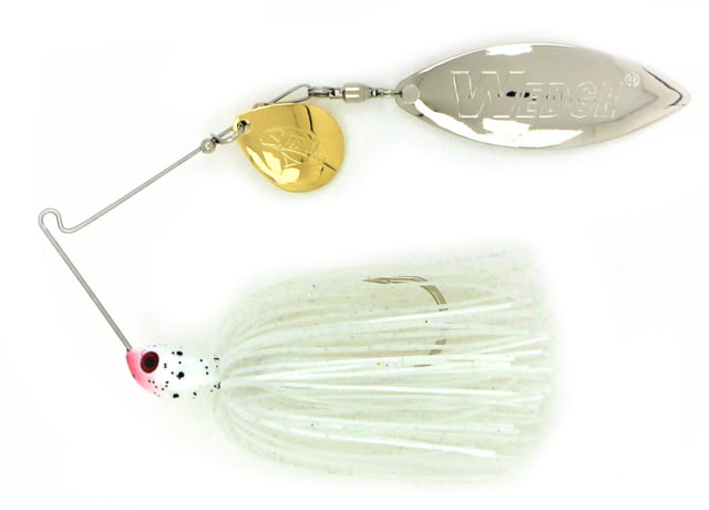 Stanley Jigs Vibra Wedge Extreme Hand Tied Colorado/Willow Blade Spinnerbait Single Fishing Hook 1/2 oz 1 Piece Gold/Nickel White