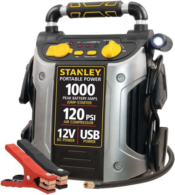 Stanley 1000 Peak Amp Jump Starter with Air Compress Yellow/Black