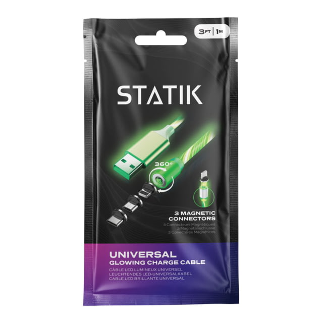 Statik Statik GloBright Universal Light-Up Charge Cable 3ft/1m Green