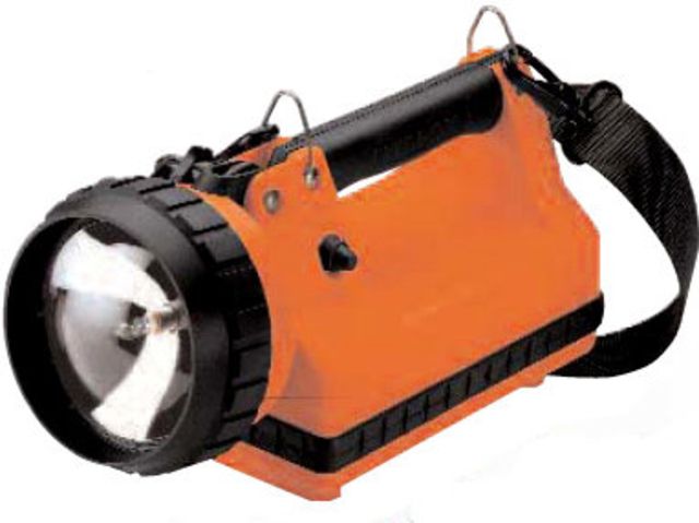 Streamlight Firebox Rechargeable Lantern Dual Rear LEDs 120V AC 12V DC Chargers Strap and Rack Orange