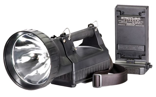 Streamlight H.I.D. LiteBox Searchlight - Rechargeable High Intensity Discharge Flashlight Standard Charging System w/ 120V AC / 12V DC Charger Black
