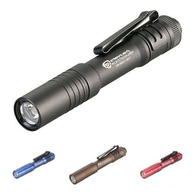 Streamlight OPMOD MicroStream Personal LED Flashlight Ultra-Compact USB Rechargeable 250/50 Lumens Black