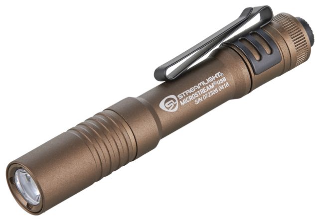 Streamlight MicroStream Ultra-Compact USB Rechargeable Personal Light 250/50 Lumens w/ 5in USB Cord and Lanyard Box Coyote
