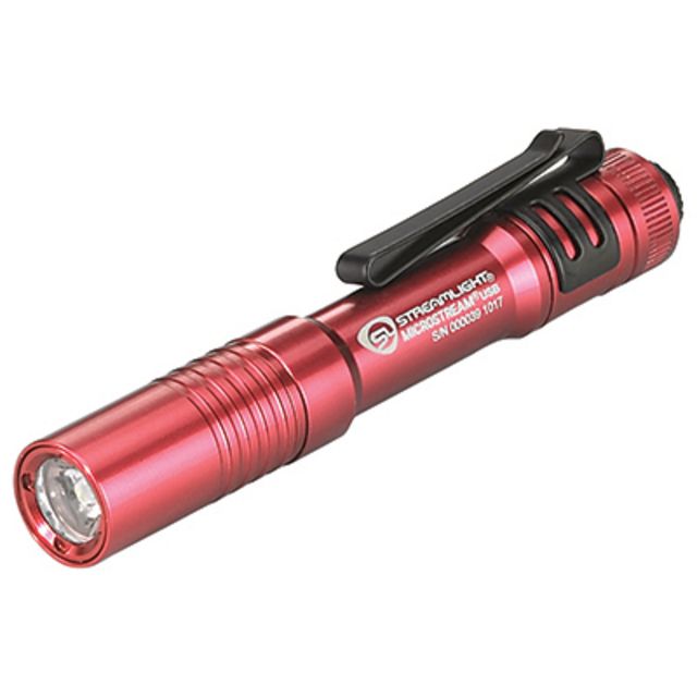 Streamlight MicroStream USB Rechargeable Bright Small LED Flashlight 250/50 Lumens w/ 5in USB Cord and Lanyard Clam Red