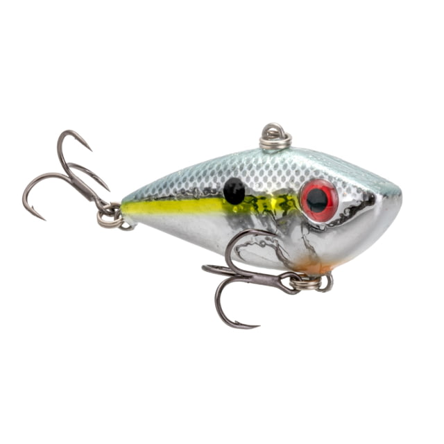 Strike King Bitsy Shad Fishing Lure Slow Sinking Lipless Crankbait Internal Rattles 3D Eyes 1/8oz SZ 8 Treble Hooks Chrome Sexy Shad