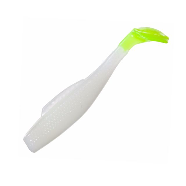 Strike King Redfish Magic Glass Minnow Soft Plastic Swimbait Fishing Lure Pearl Chartreuse Tail 4in 5-Pack RMGXGM4-492