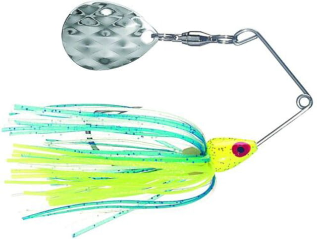 Strike King Mini-King Spinnerbait Circle Fishing Hook 1/8oz 1 Piece Chartreuse Head/Chartreuse/Blue/Silver Skirt/Silve