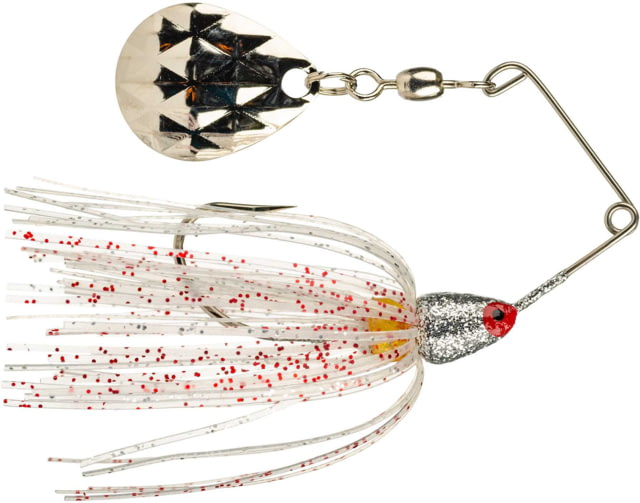 Strike King Mini-King Spinnerbait Circle Fishing Hook 1/8oz 1 Piece Silver Head/Clear/Silver/Red Skirt/Silver Blade