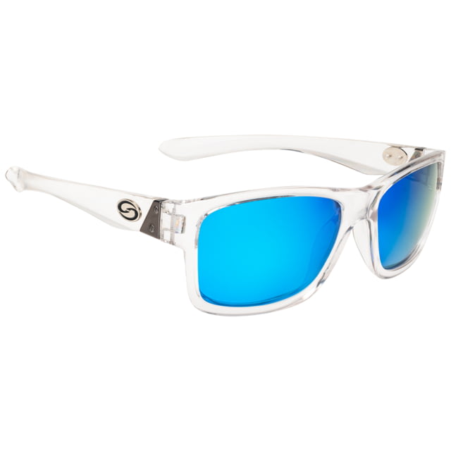 Strike King Plus Platte Sunglasses Shiny Crystal Clear Frame/ Multi Layer White Blue