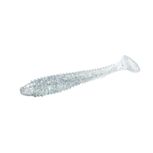 Strike King Rage Swimmer Fishing Lure Soft Plastic Paddletail Minnow Sleek Nose Cone Softly Ribbed Body Thin Tail 5 3/4in 4-Pack Carolina Chrome