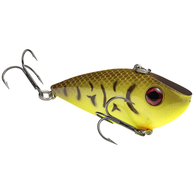 Strike King Red Eye Shad Fishing Lure Lipless Crankbait Free-floating Internal Rattles 3D Eyes Premium SZ 4 Treble Hooks 3/8oz Sinking Chartreuse