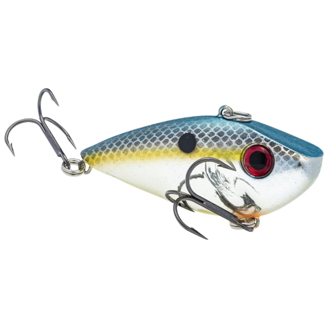 Strike King Red Eye Shad Fishing Lure Lipless Crankbait Free-floating Internal Rattles 3D Eyes Premium SZ 4 Treble Hooks 3/8oz Sinking Chrome Sexy