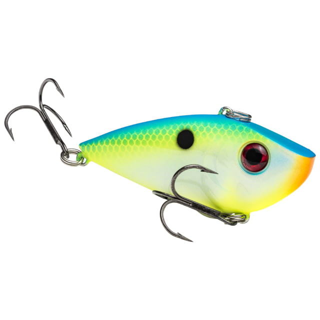 Strike King Red Eye Shad Fishing Lure Lipless Crankbait Free-floating Internal Rattles 3D Eyes Premium SZ 4 Treble Hooks 3/8oz Sinking Citrus Shad