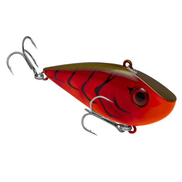 Strike King Red Eye Shad Fishing Lure Lipless Crankbait Free-floating Internal Rattles 3D Eyes Premium SZ 4 Treble Hooks 3/8oz Sinking Fire Craw