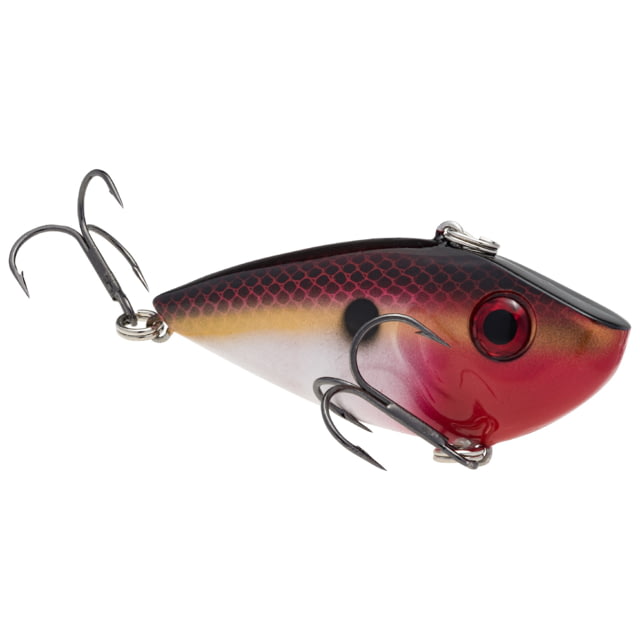 Strike King Red Eye Shad Fishing Lure Lipless Crankbait Free-floating Internal Rattles 3D Eyes Premium SZ 4 Treble Hooks 3/8oz Sinking Red Black Back