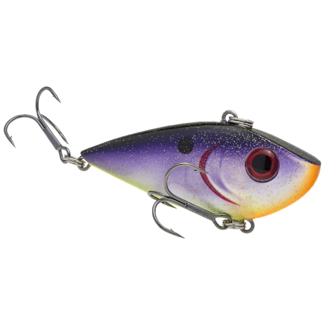 Strike King Red Eye Shad Fishing Lure Lipless Crankbait Free-floating Internal Rattles 3D Eyes Premium SZ 4 Treble Hooks 3/8oz Sinking Royal Purple