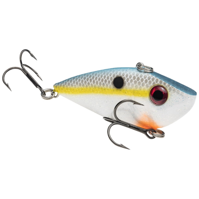 Strike King Red Eye Shad Fishing Lure Lipless Crankbait Free-floating Internal Rattles 3D Eyes Premium SZ 4 Treble Hooks 3/8oz Sinking Sexy Shad