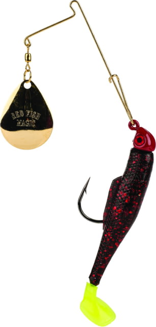 Strike King Redfish Magic Spinnerbait Fishing Hook 1/4 oz 1 Piece Black Neon Chartreuse Tail & Red Head