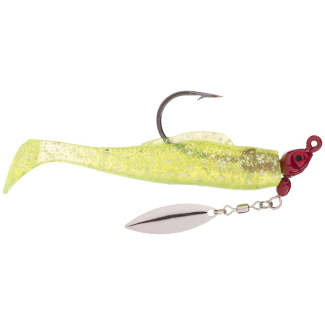 Strike King Speckled Trout Magic Fishing Lure Prerigged Soft Plastic Saltwater Swimbait Chartreuse Silver Red Head 1/8oz