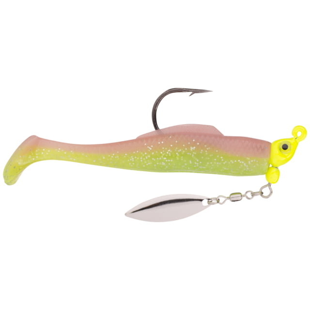 Strike King Speckled Trout Magic Fishing Lure Prerigged Soft Plastic Saltwater Swimbait Electric Chicken Belly/Chartreuse Head 1/8oz