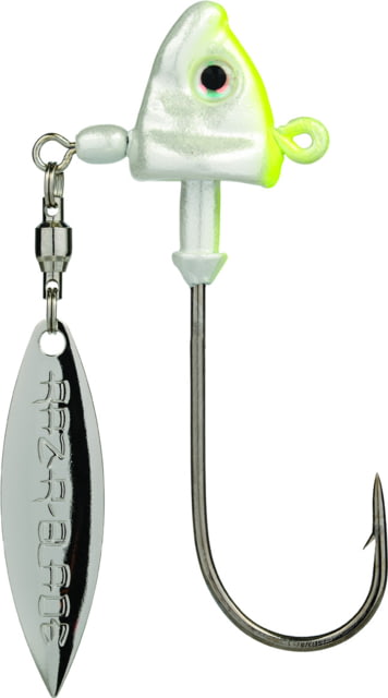 Strike King Tour Grade Spin Head Fishing Lure Underspin Jig Head Chartreuse White 3/8oz 2-Pack