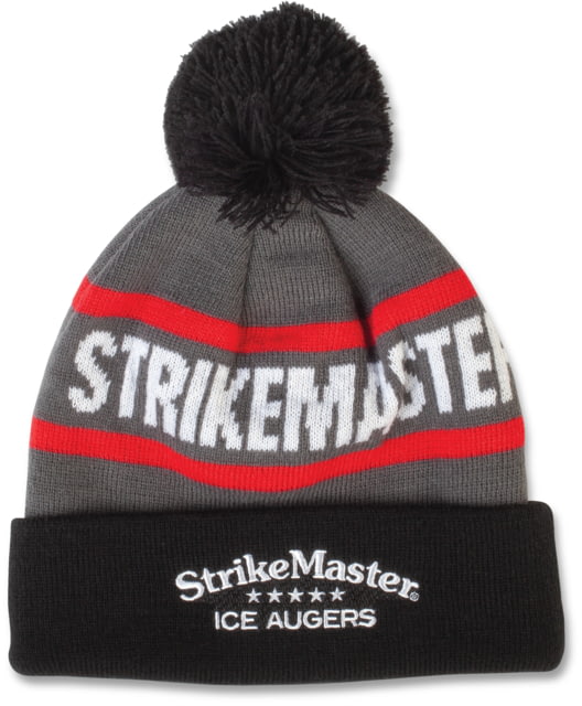 StrikeMaster Pom Beanie - Black Grey Red