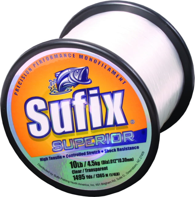 Sufix Sufix Superior Monofilament Line 10lb 1495yd Clear 1/4lb Spool