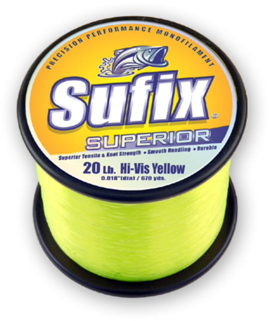 Sufix Sufix Superior Monofilament Line 15lb 840yd Hi-Vis Yellow 1/4lb Spool