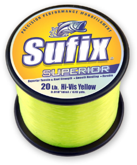 Sufix Superior Monofilament Line 80lb 1445yd Hi-Vis Yellow 2.2lb Spool