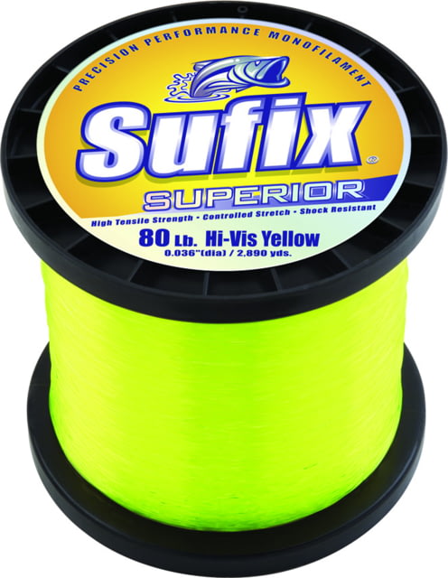 Sufix Sufix Superior Monofilament Line 80lb 655yd Hi-Vis Yellow 1lb Spool