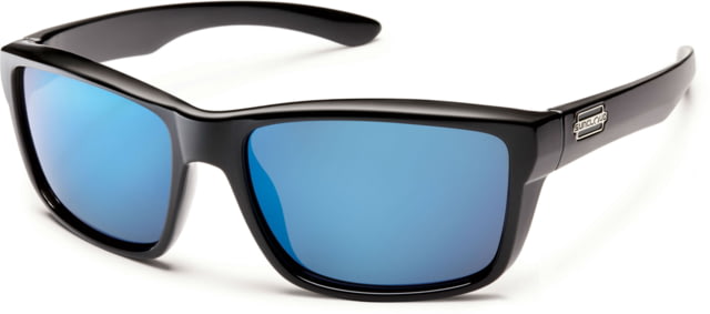 Suncloud Mayor Sunglasses-Black-Polarized Blue Mirror