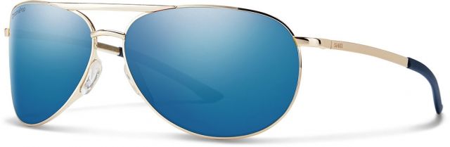Smith Serpico Slim 2 Sunglasses Gold Frame ChromaPop Polarized Blue Mirror Lens