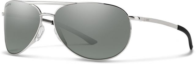 Smith Serpico Slim 2 Sunglasses Silver Frame ChromaPop Polarized Platinum Mirror Lens