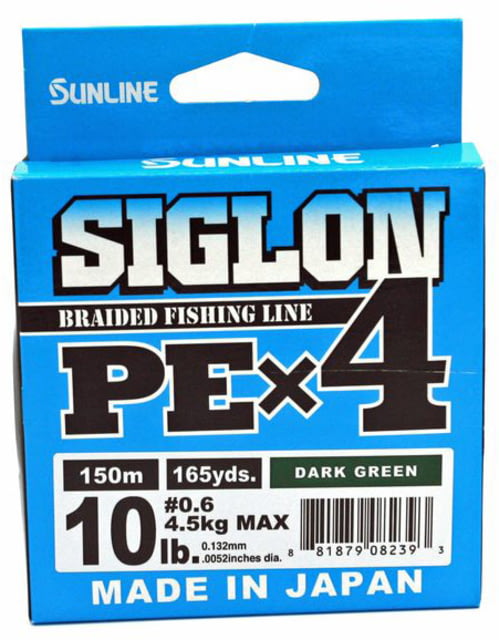 Sunline Siglon PEx4 4-Strand Braided Line 10lb 165yd Dark Green Tight Weave Low Diameter