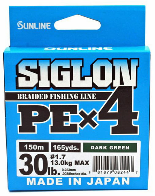 Sunline Siglon PEx4 4-Strand Braided Line 30lb 165yd Dark Green Tight Weave Low Diameter